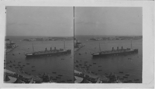 Grand Harbor from citadel and S. S. Augusta Victoria, Malta