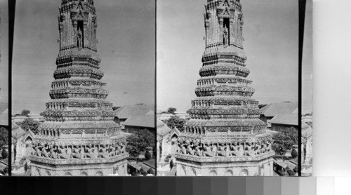 Temple, Siam. Wat Arun, Bangkok. The Porcelain Tower