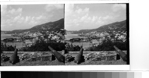 Island of St. Thomas, Charlotte Amalie: looking down from Bluebeard's Castle over the city and harbor