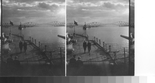 The pride of Scotland - Forth Bridge with U.S. Warships near Edinburgh, Scotland