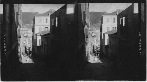 A street of stairs climbing a steep hilside in Oran, Algeria