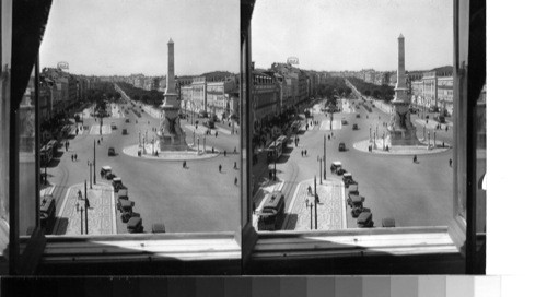 The Avenida de Liberdade, the finest thoroughfare in Lisbon. Portugal. (From the Hotel Avenida Palace)