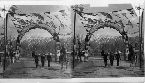 Prince of Wales. India. An Arch near Railway Station, Quetta, Showing Mountains in the Background