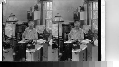 Carl Sandberg, the poet, at work