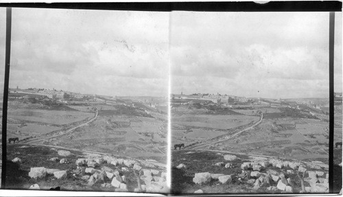 Jerusalem from S. from Hill of Evil Counsel, across Valley of Hinnom, Palestine