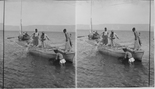 Fishing in the Sea of Galilee, Palestine