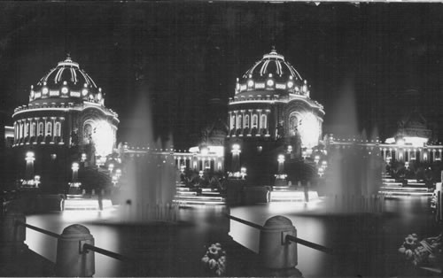 Festival Hall and Fountain, by night, Louisiana Pur. Expo. St. Louis, Missouri