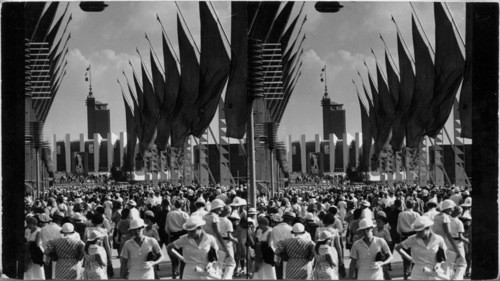 South along the Avenue of Flags to Hall of Science Bldg., Century of Progress