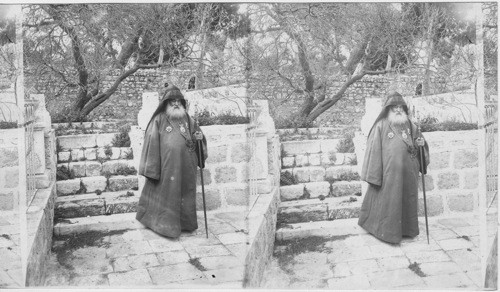 The Venerable Armenian patriarch in the Gardens of the Armenian Convent - Jerusalem Palestine