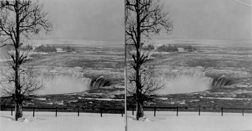 The plunging, seething Horseshoe Falls, from Canadian Side. Winter, Niagara Falls. N.Y