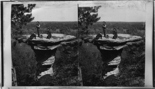 Stand Rock showing top - a curious natural formation, Wisconsin