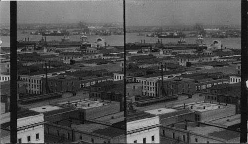 Looking Eastward to River Mississippi toward the Crescent shape of river. New Orleans. La. From Tower of St. Patrick's Church on Camp St near South St