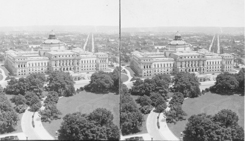 Looking from the dome of the Capitol past the Library of Congress, Washington D.C