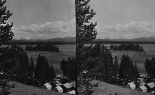 Outlet of Yellowstone Lake Sleeping Giant on Skyline, Wyoming