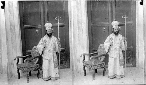 The Right Rev. Thinotaus, head of the great Coptic Church. Jerusalem. Plaestine