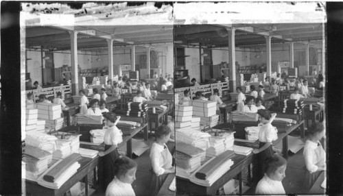 In the folding and making up room - rolls of finished silk ready for the market. Paterson Silk Mills. New Jersey