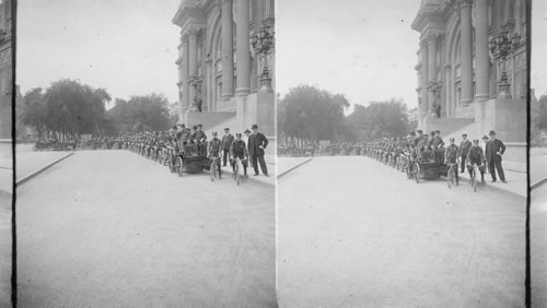 Automobile Parade Policemen in Front of Metropolitan Museum, New York City, N.Y