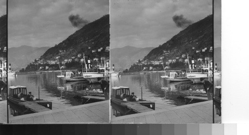 Lake Como and mountains from the landing. Como, Italy