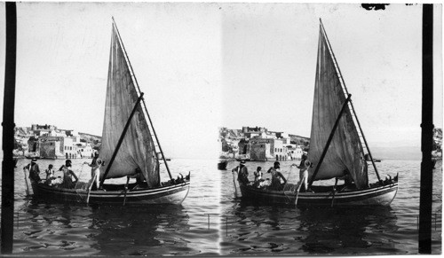 Fishing on the Sea of Galilee. Palestine