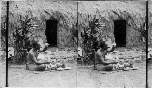 A Hawaiian eating native meal