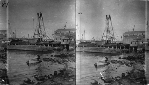 Wrecking Co. New London, Conn. Ship name plates on side of bldg. from wrecked vessels