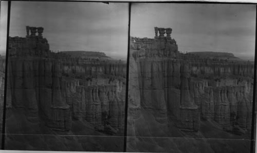 Cloudy almost snowing. From Ute Trail north to Osiris Temple & Boat Mt. in distance. (Impossible to have life. Important negative from the point of view of Union Pacific. They display this in large colored transparency at El Escalante - Read my title for colors suggestion. Bryce Canyon. Utah.)