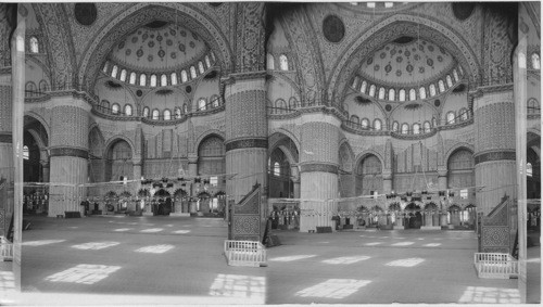 Within Colossal Ahmed Mosque where sultan’s used to pray. Constantinople. Turkey