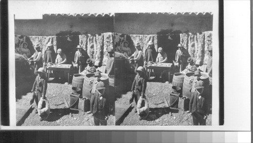 Making the soft wool of the vicuna into rugs. La Paz, Bolivia