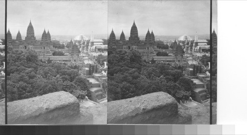 1931 from the Timbuktu House Tower to the entrance of the French Colonial exposition showing Angkor vat. the domed information building, etc. Paris