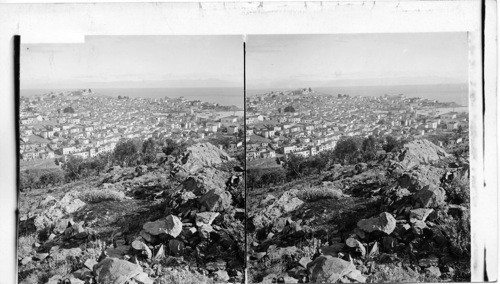 Mitylene, port of Lesbos; East over Agean Sea to Asia Minor. Bibical Asia Minor