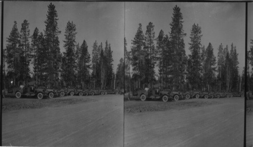 "Yellows Jackets," lined up at West Yellowstone Station for passengers