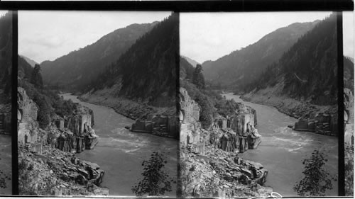 Hell Gate and Rapids in the Famouns Fraser River Canyon. B.C. Can