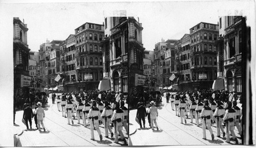 Turkish infantry band in full dress at the head of column. Turkey