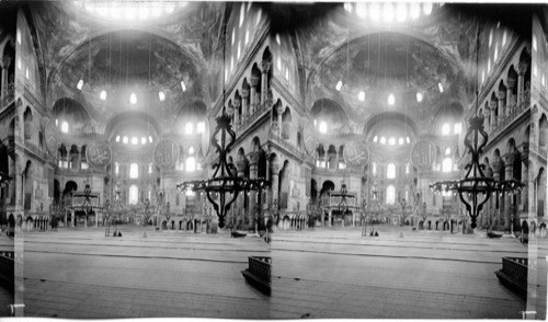 The interior of St. Sophia Mosque, the most ancient and first cathedral ever built of such enormous dimensions. Turkey