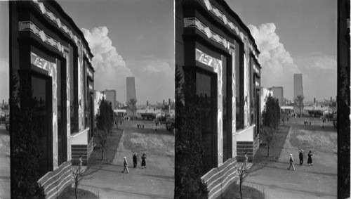 From the 16th St. Bridge, South, showing front of Social Science building--along walk to the Electrical group