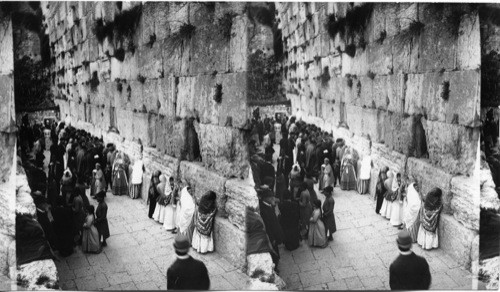 The Jews Wailing Place at the outer Wall of the Temple, Jerusalem, Palestine