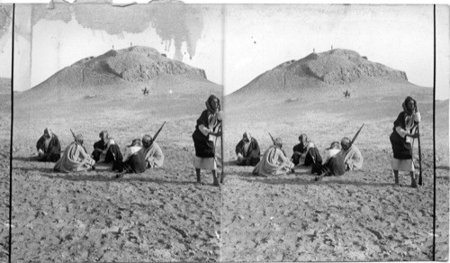 The mound covering the remains of Ur of the Chaldees from N.W. Niffur, Mesopotamia