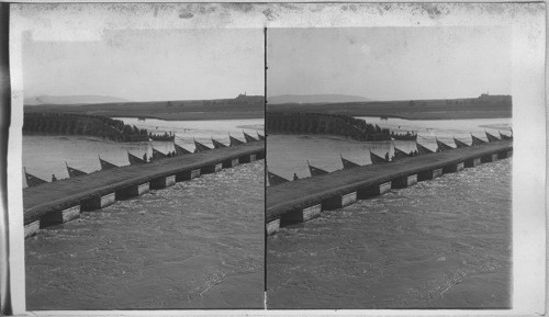 The Bridge of Boats at Mosul, Connecting with Stone Bridge. Mosul. Mesopotamia. Asia