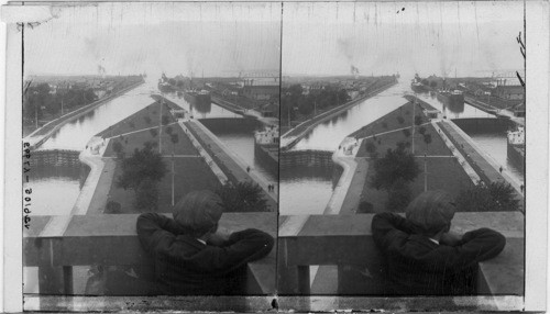 Looking West over Sault Ste. Marie Lock, Mich