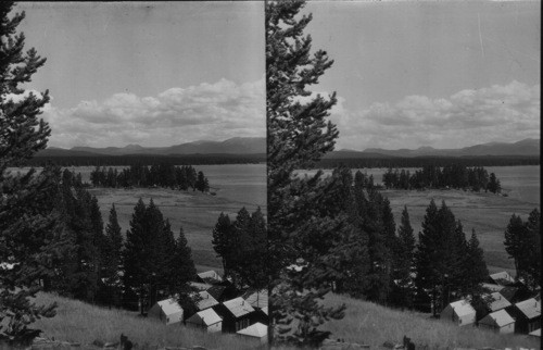 Outlet of Yellowstone Lake Sleeping Giant on Skyline, Wyoming