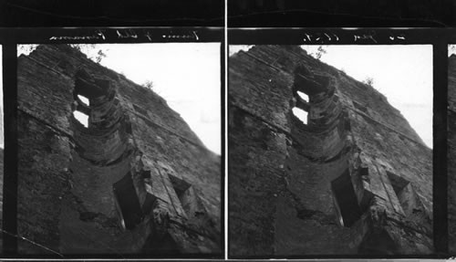 Remains of the Circular Stairway to the top of the old Tower in the Old Cathedral at Old Panama. Relic of Conquistadors - Tower of the Cathedral of Old Panama, C.A. (Described by Maj. Hanson) For descriptive notes see file of misc. photographs