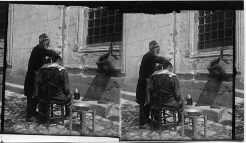 A Turkish Barber at Work, Constantinople, Turkey