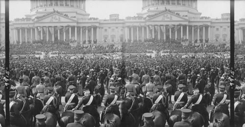 Vast throng of people about the Capitol listening to President Roosevelt's Inaugural Address. Washington, D.C., March 4, 1905