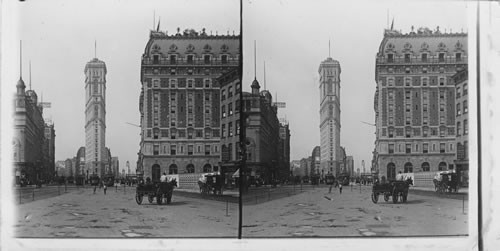 New Astor Hotel and 20 story Ferries Building. New York