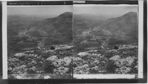 Gerizim and Hills of Southern Samaria, S. from Mt. Ebal over Sychar to Gerizim