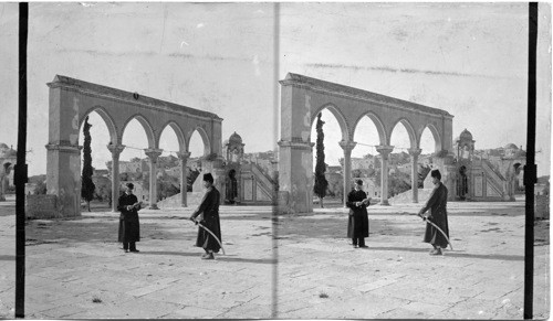 Jerusalem, Palestine. Arches of Jerusalem and outdoor pulpit