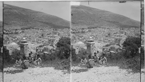 Shechem where the Hebrew empire was divided - east past Mount Ebal. Palestine