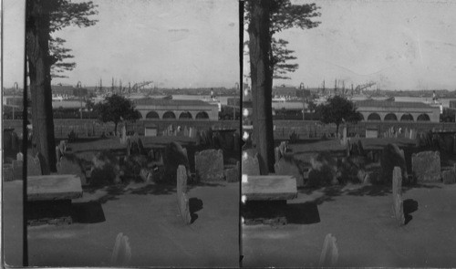 Copp's Hill Burying Ground, Navy Yard in distance