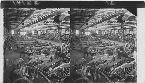 Assembling room - Chassis ready for Engines - Automobile Plant, Detroit, Mich