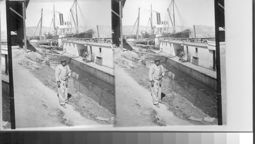 Steamships and Boats Along the Docks on Coast. Bolivia